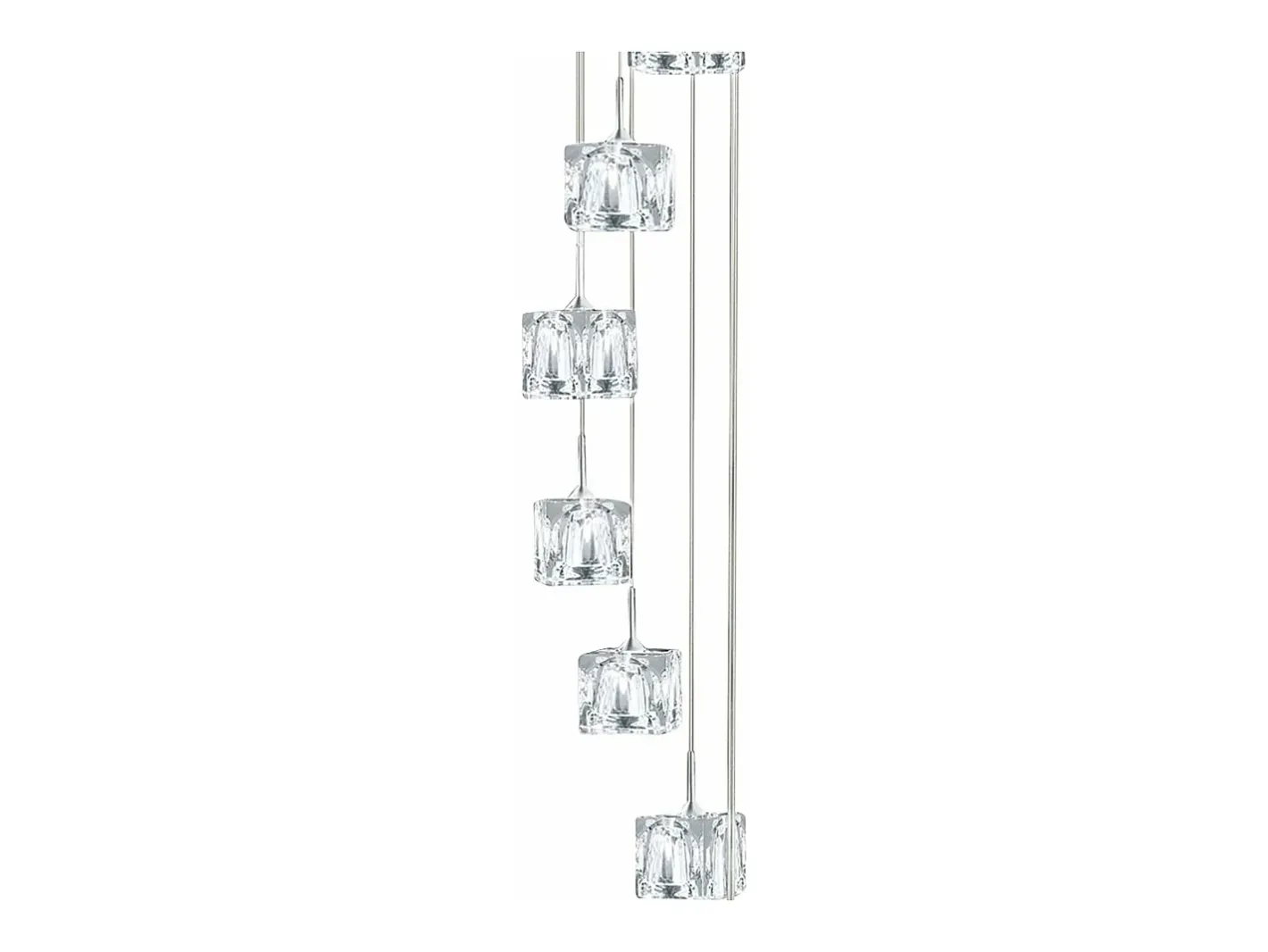 Searchlight Ice Cube LED 8 Light Spiral Cluster Pendel Kromglas Gris Discount