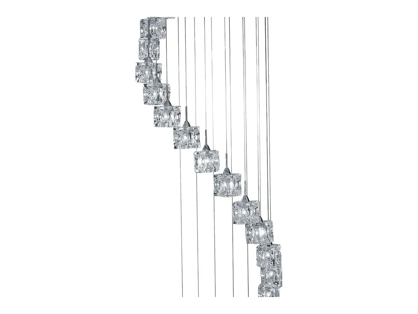Searchlight Ice Cube LED 20 Light Spiral Cluster Pendel Kromglas Gris