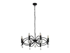 Lámpara Suspendida-Searchlight INFINITY 8 Light Ceiling Pendel - Svart med Kristallglas detalj Negro