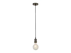 Lámpara Suspendida-Searchlight Krom 1 ljuskabelupphngning med 1,5 Mtr textilkabel Gris