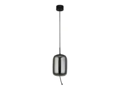 Searchlight Lisbon1 ljus LED-hänge, svart och rökt glas 2700K Negro New