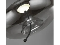 Searchlight Lisbon1 ljus LED-kupolhänge, svart och rökt glas 2700K Negro Clearance