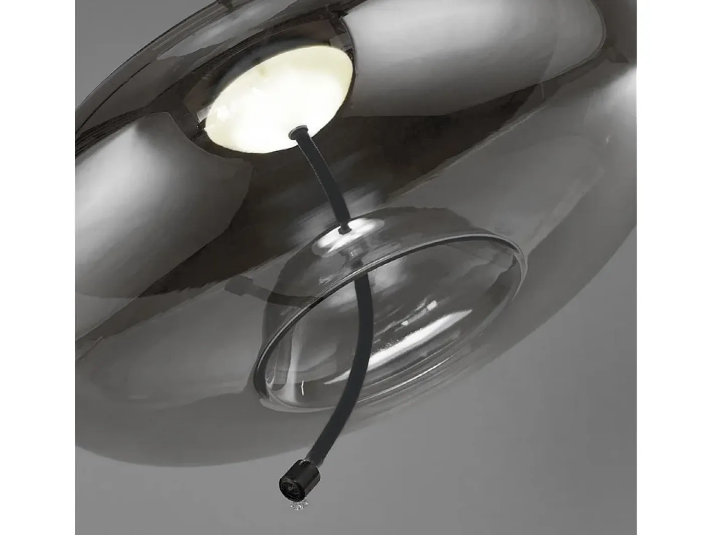 Searchlight Lisbon1 ljus LED-kupolhänge, svart och rökt glas 2700K Negro Clearance