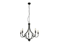 New Searchlight Lodge Colgante de 5 luces de metal . Negro