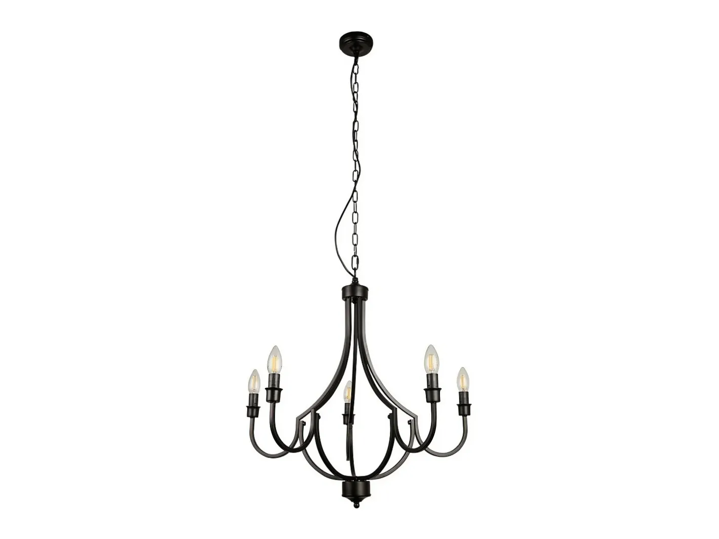 New Searchlight Lodge Colgante de 5 luces de metal . Negro