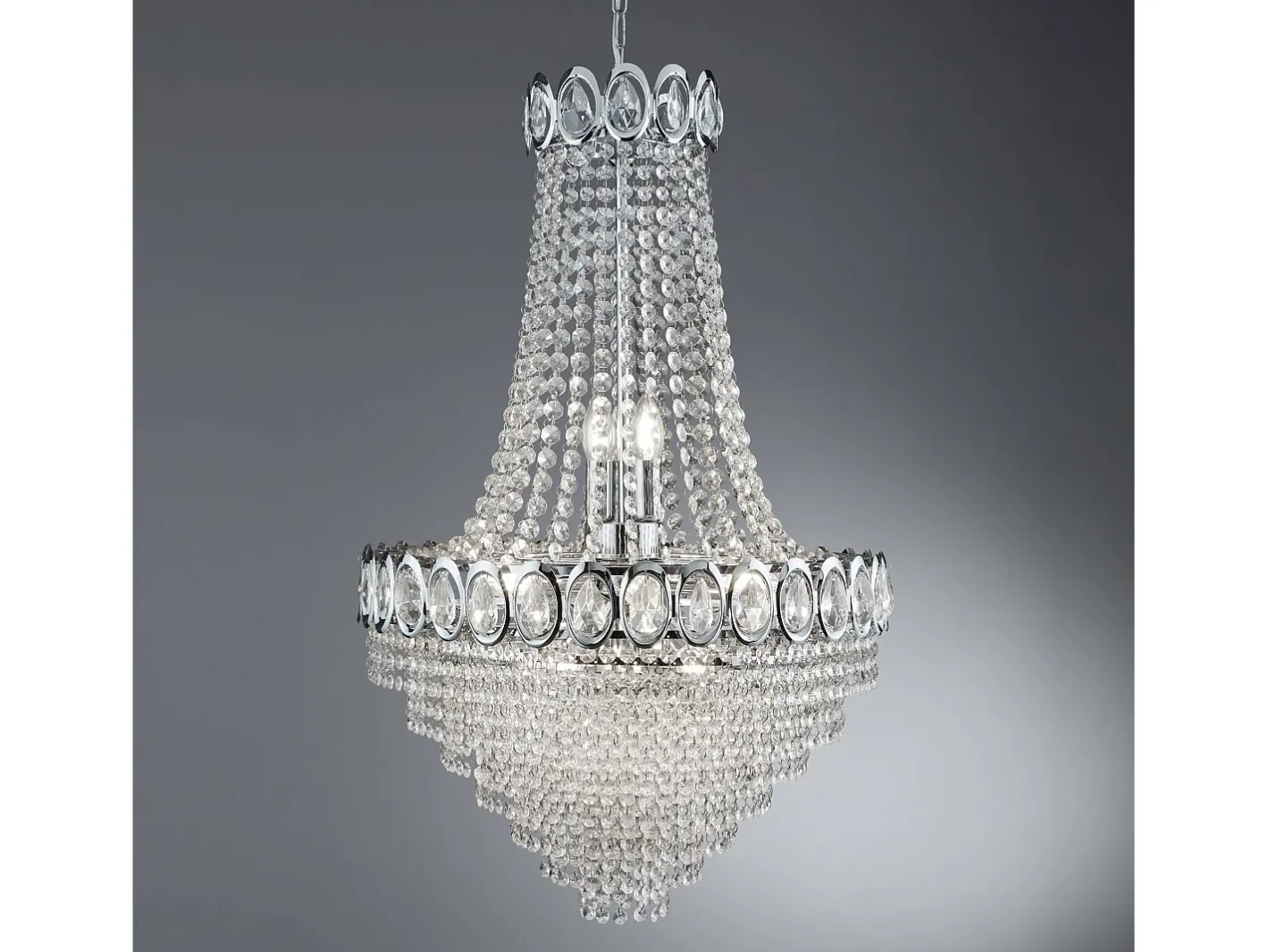 Online Searchlight Louis Philipe 11 ljus ljuskrona kromfinish, E14 Gris
