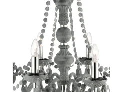 Outlet Searchlight Marie Therese 8 ljus ljuskrona gr finish med akrylkristaller, E14 Gris
