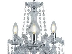 Outlet Searchlight Marie Therese 5 ljus kristallkrona kromfinish, E14 Gris