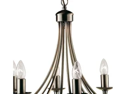 Lámpara Suspendida-Searchlight Maypole 8 ljus ljuskrona antik mssingsfinish, E14 Camel