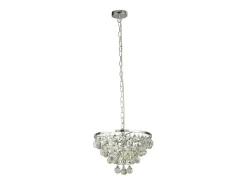 Best Searchlight MICHELLE 4 ljus rund krom takhnge med regndroppar i glaskulor Gris