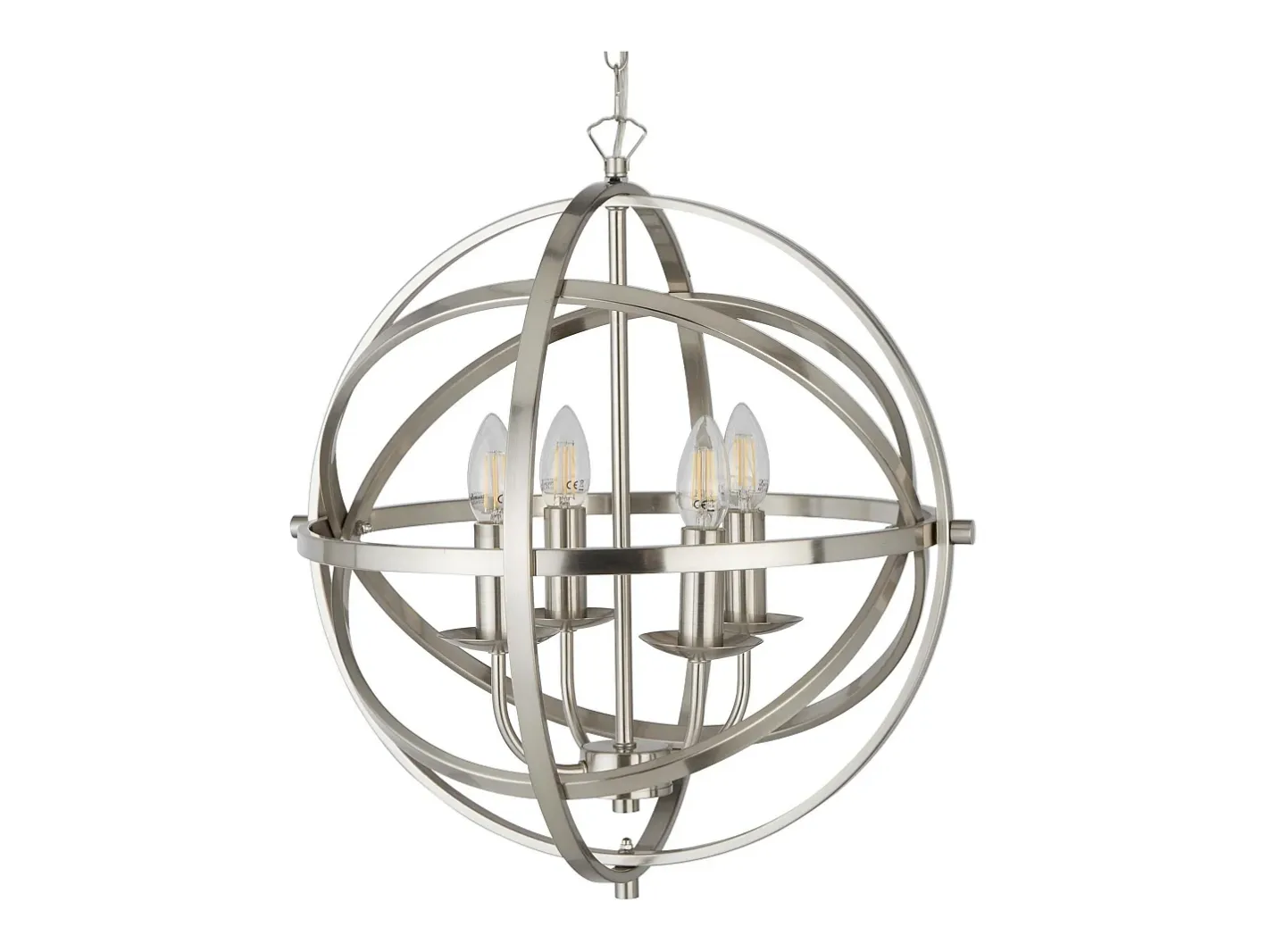 Clearance Searchlight Orbit 4 Ltt sfriskt takhnge Satin Silver, E14 Plateado