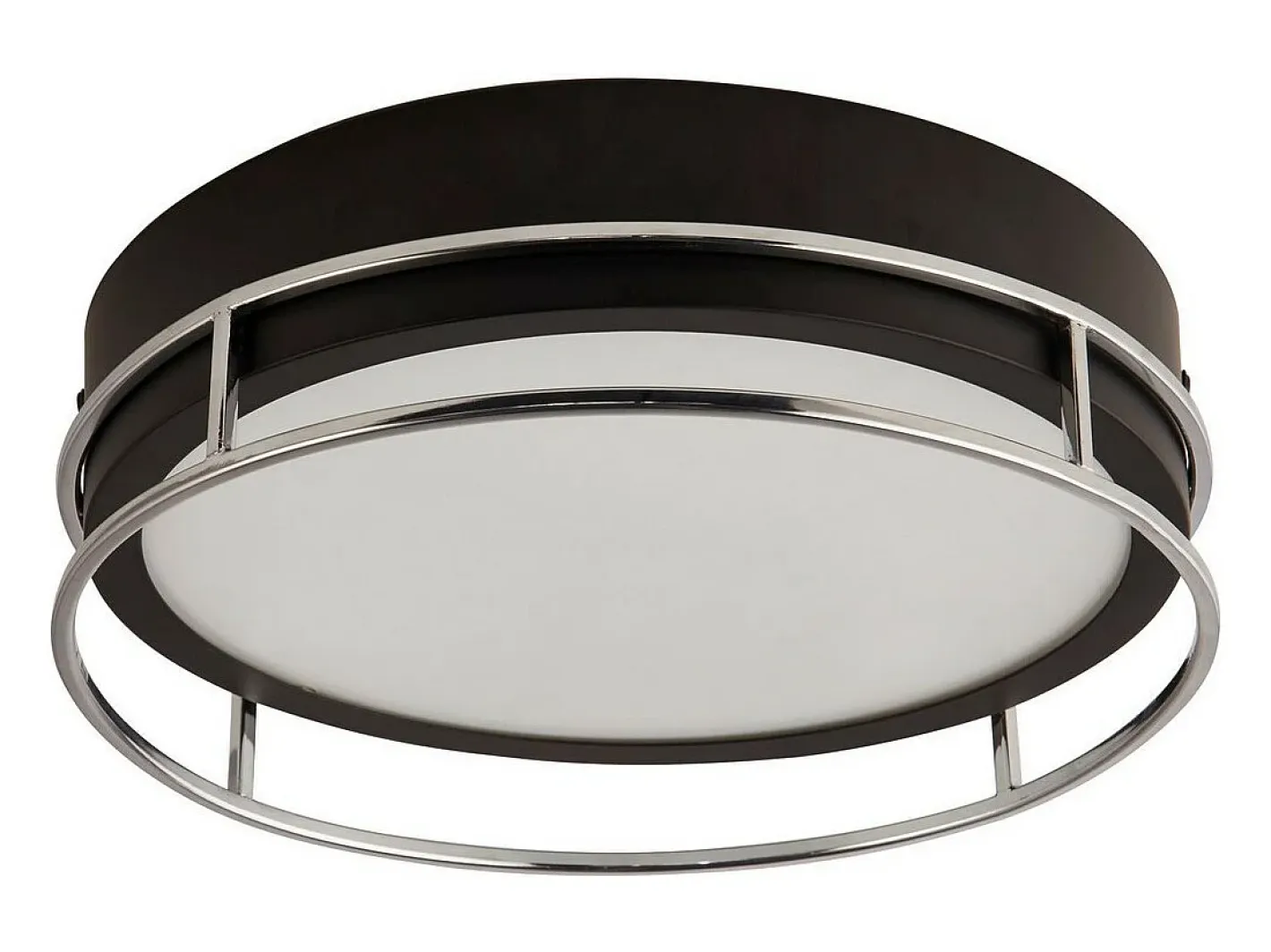 Plafón-Searchlight Pheonix Phoenix 2 Plafones , Cromo, Vidrio Esmerilado Negro