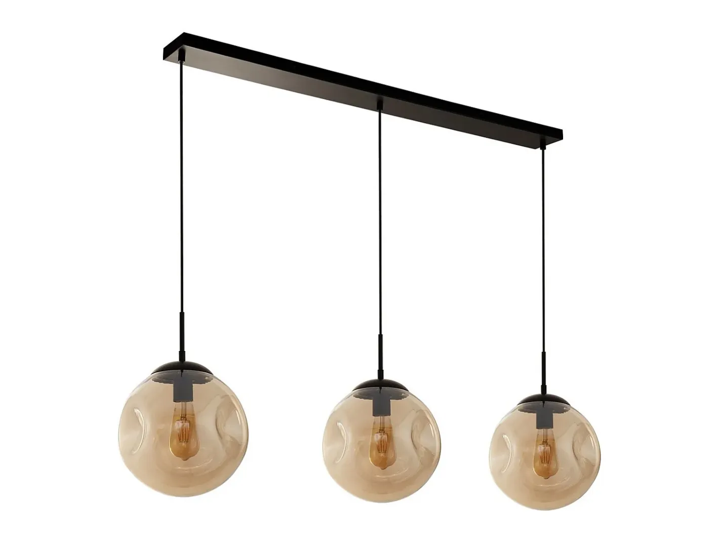 Lámpara Suspendida-Searchlight Punch Lámpara colgante con 3 barras de luz, , cristal perforado color champán Negro