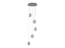 Discount Searchlight Quartz5 Light Drop Pendant, Bubble Glass, Detaljerad kant 4000K Gris