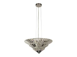New Searchlight Savannah Colgante de 8 luces a ras de cromo, cristal transparente Gris