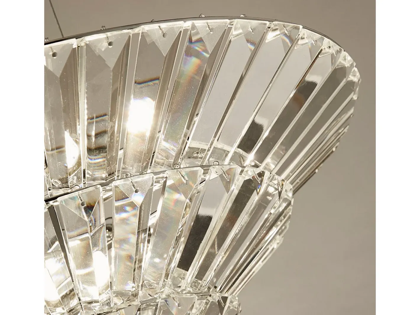 New Searchlight Savannah Colgante de 8 luces a ras de cromo, cristal transparente Gris