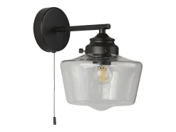 Aplique Para Pared-Searchlight School House1 ljus vägglampa, svart, opalglas IP44 Negro