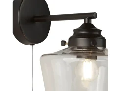 Aplique Para Pared-Searchlight School House1 ljus vägglampa, svart, opalglas IP44 Negro
