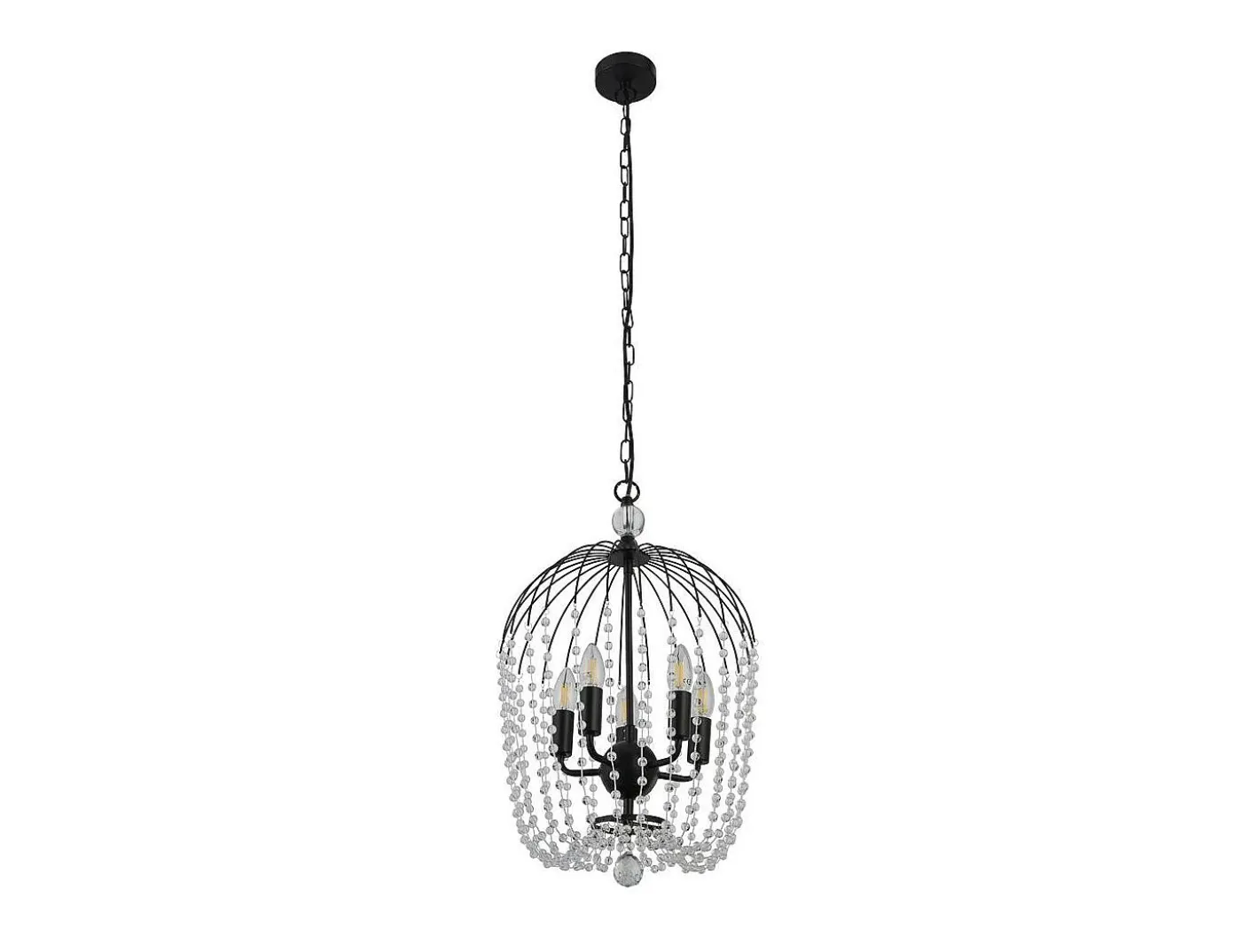 Online Searchlight Shower5 ljus hänge, svart finish, metall, klar kristall Negro