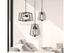 Lámpara Suspendida-Searchlight SLINKY 3 Lttmetall Justerbar Matt Svart Cage Takhnge Negro