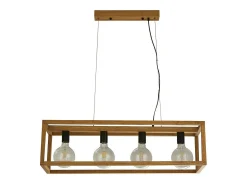 Searchlight SquareVävd bambu trä 4 ljus hänge Negro Online