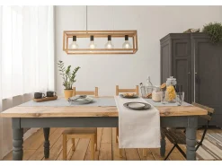 Searchlight SquareVävd bambu trä 4 ljus hänge Negro Online