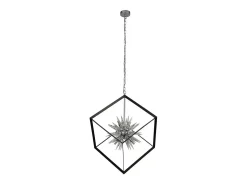 Discount Searchlight Stellar6 Light Spike Ball Pendel, Matt svart ram, Kristallglas Gris