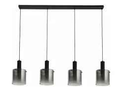 Searchlight Sweden Colgante de barra de 4 luces , vidrio degradado ahumado Negro Outlet