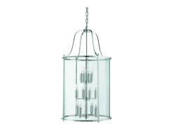 Lámpara Suspendida-Searchlight Victorian Lanterns 12 ljus taklykta hnge krom, glas tolv, E14 Gris