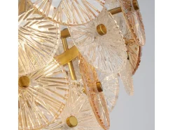 Lámpara Suspendida-Searchlight Wagon Wheel Colgante 5 Luces Ámbar Vidrio Bronce