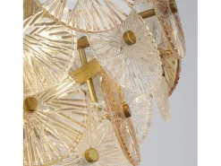 Lámpara Suspendida-Searchlight Wagon Wheel Colgante 5 Luces Ámbar Vidrio Bronce