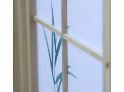 Biombo-Separador de ambiente 176x2.2x175 cm madera blanca patrón de bambú Verde
