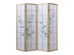 Biombo-Separador de ambiente 176x2.2x175 cm madera blanca patrón de bambú Verde