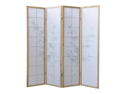 Biombo-Separador de ambiente 176x2.2x175 cm madera blanca patrón de bambú Verde