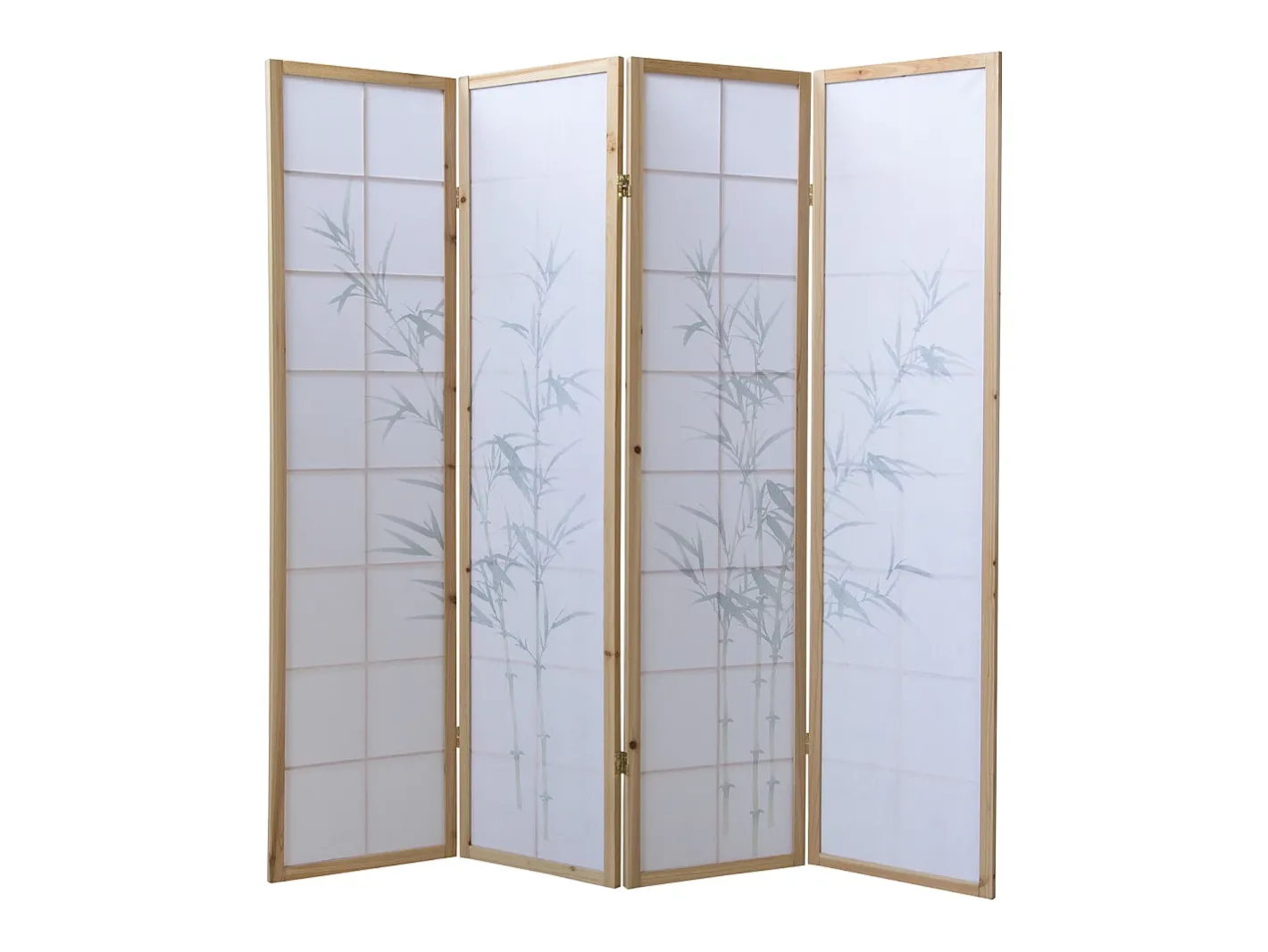 Biombo-Separador de ambiente 176x2.2x175 cm madera blanca patrón de bambú Verde
