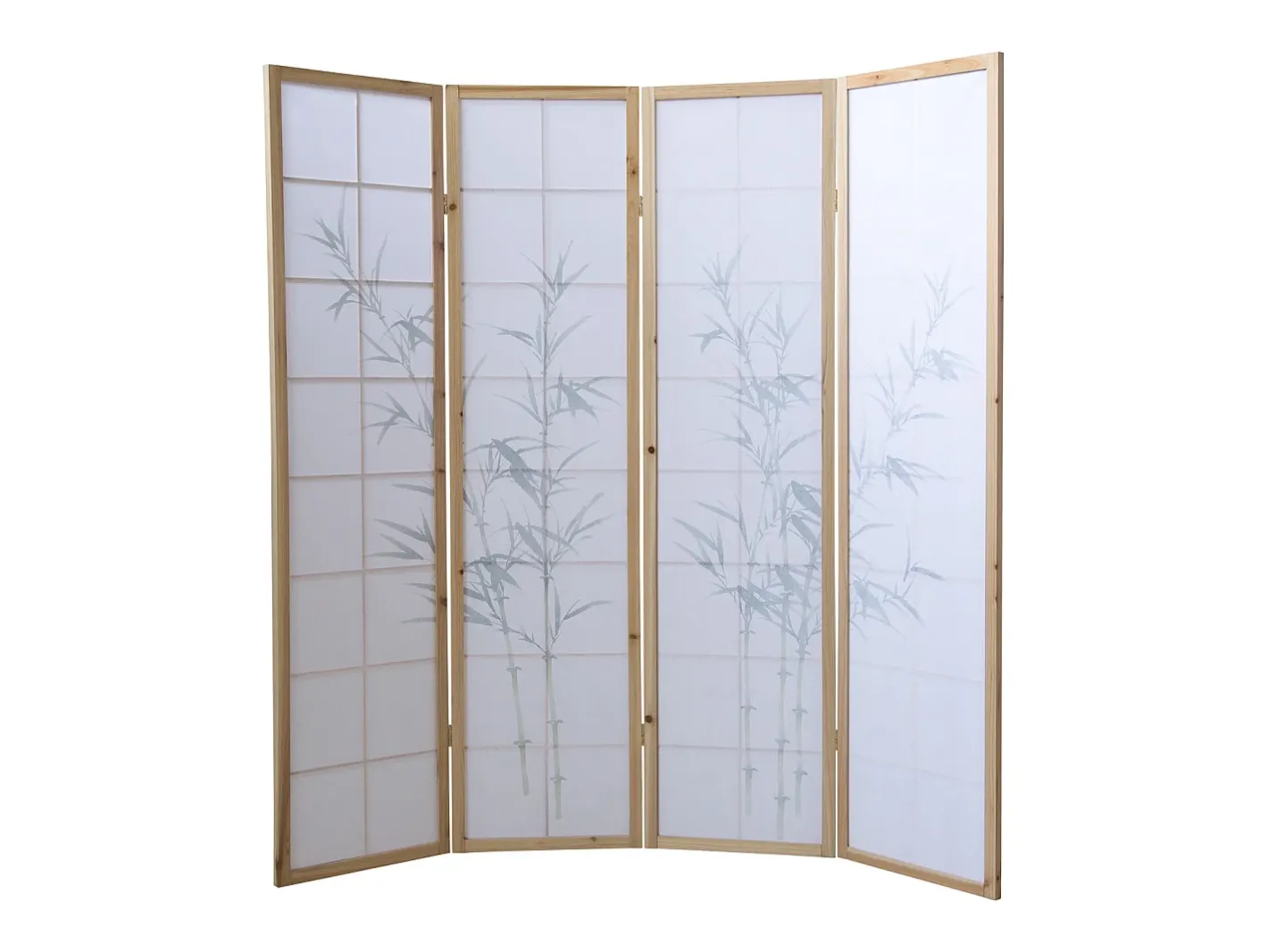 Biombo-Separador de ambiente 176x2.2x175 cm madera blanca patrón de bambú Verde