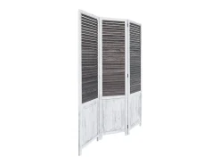 Biombo-Separador de Ambiente 170x120x2 cm Blanco Vintage Marru00f3n / Blanco