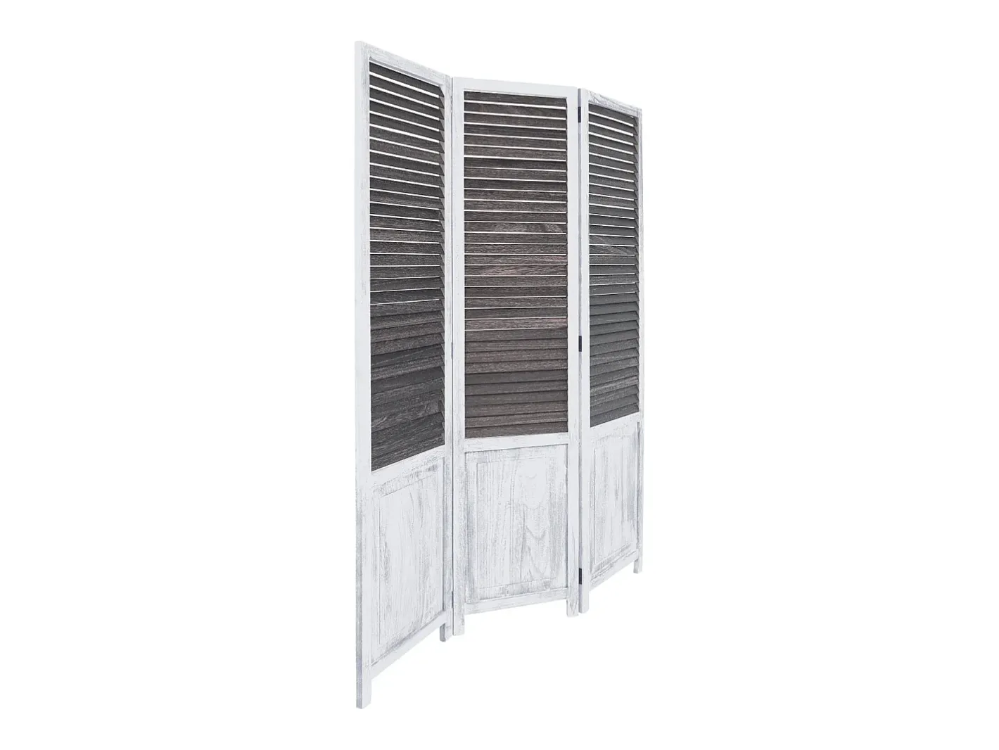 Biombo-Separador de Ambiente 170x120x2 cm Blanco Vintage Marru00f3n / Blanco