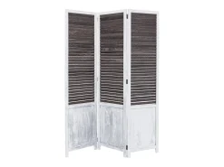 Biombo-Separador de Ambiente 170x120x2 cm Blanco Vintage Marru00f3n / Blanco