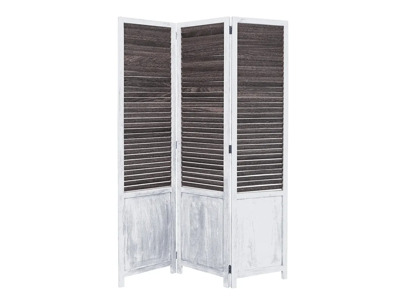 Biombo-Separador de Ambiente 170x120x2 cm Blanco Vintage Marru00f3n / Blanco