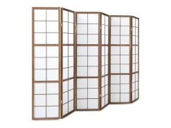 Biombo-Separador de ambiente 175x264x2.2 cm Marrón Shoji Marru00f3n / Blanco