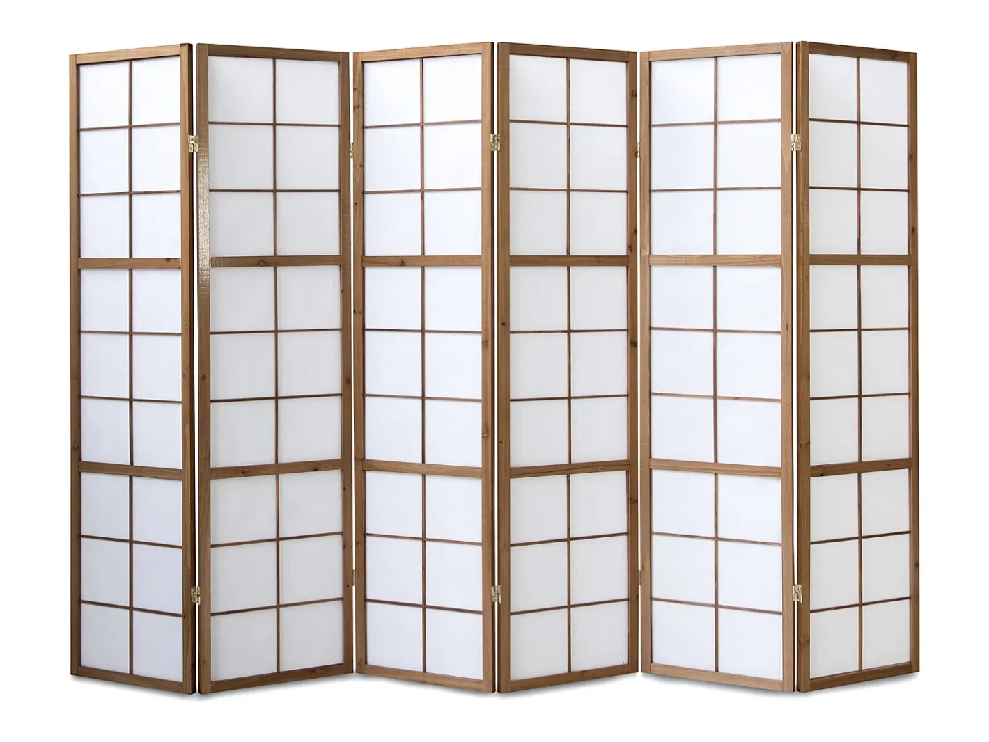 Biombo-Separador de ambiente 175x264x2.2 cm Marrón Shoji Marru00f3n / Blanco