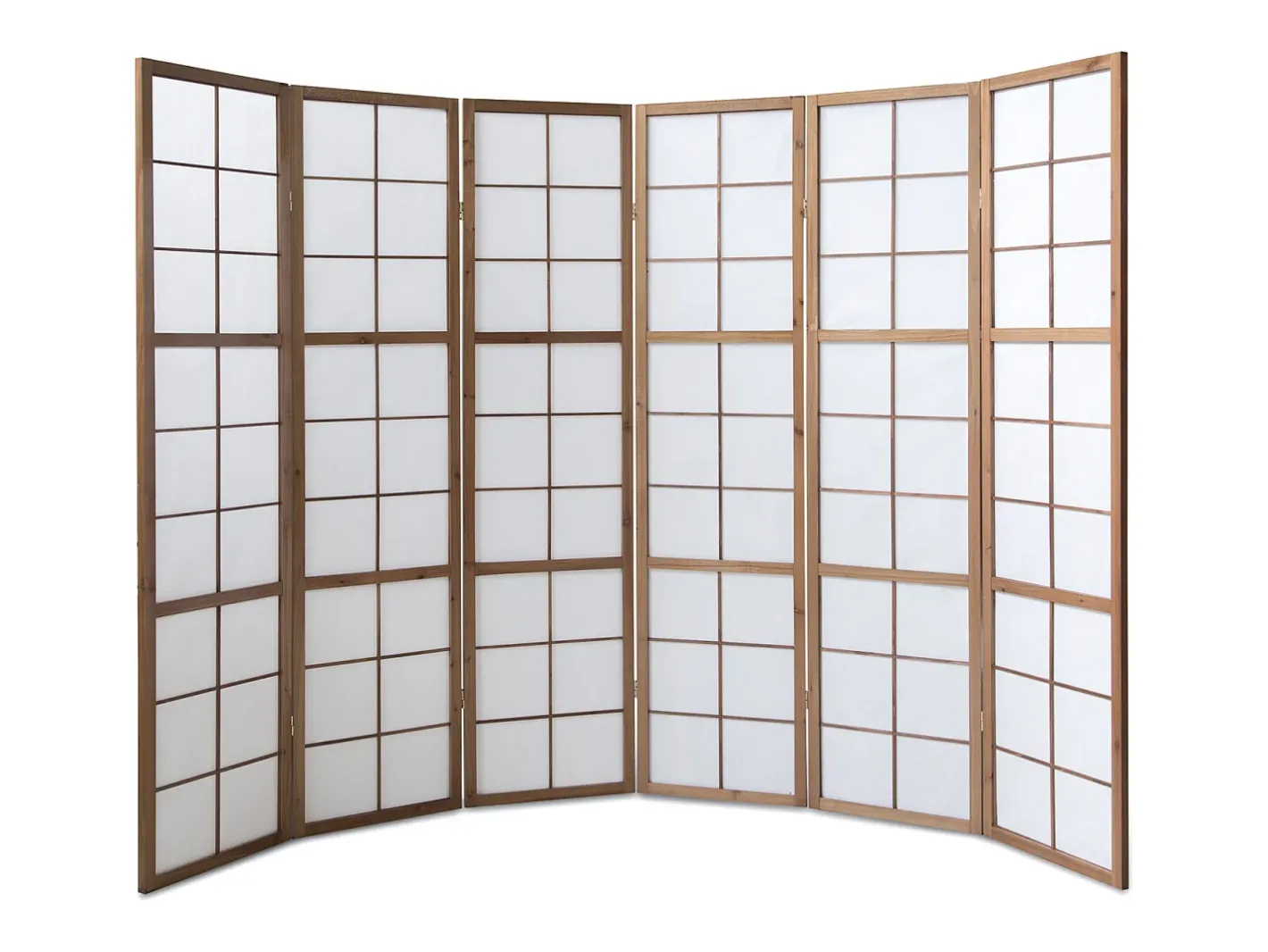 Biombo-Separador de ambiente 175x264x2.2 cm Marrón Shoji Marru00f3n / Blanco