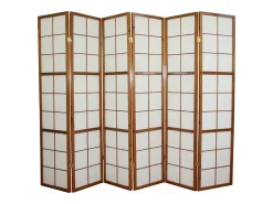Biombo-Separador de ambiente 175x264x2.2 cm Marrón Shoji Marru00f3n / Blanco