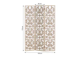 Biombo-Separador de ambiente 170x120x2.0 cm Natural/Blanco/Marrón Shoji de 3 paneles Marru00f3n
