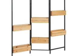 MCW Separador de ambientes con jardinera -L32, marco negro, color natural Negro / Color natural claro Outlet