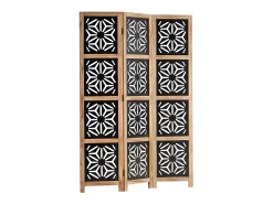 Biombo-Separador de ambientes 170x120x2 cm natural negro Negro / Marru00f3n