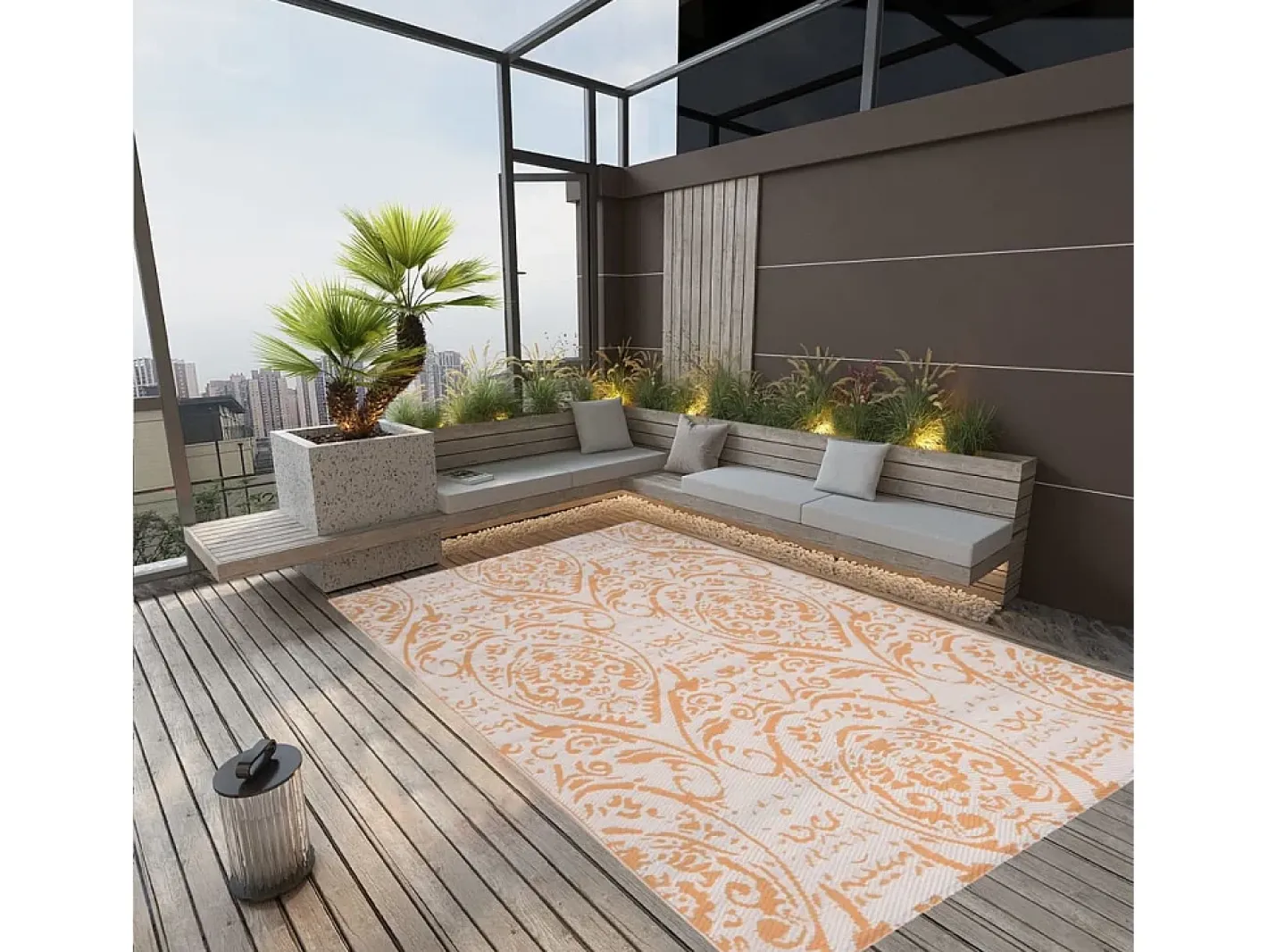 Garden Furniture Alfombra De Exterior-Seran Alfombra de exterior ARAKIL amarilla 140x200 cm PP Amarillo