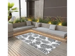Garden Furniture Seran Alfombra de exterior ARAKIL blanca y negra 120x180 cm PP Blanco Clearance