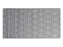 Garden Furniture Seran Alfombra de exterior ARAKIL blanca y negra 190x290 cm PP Blanco New